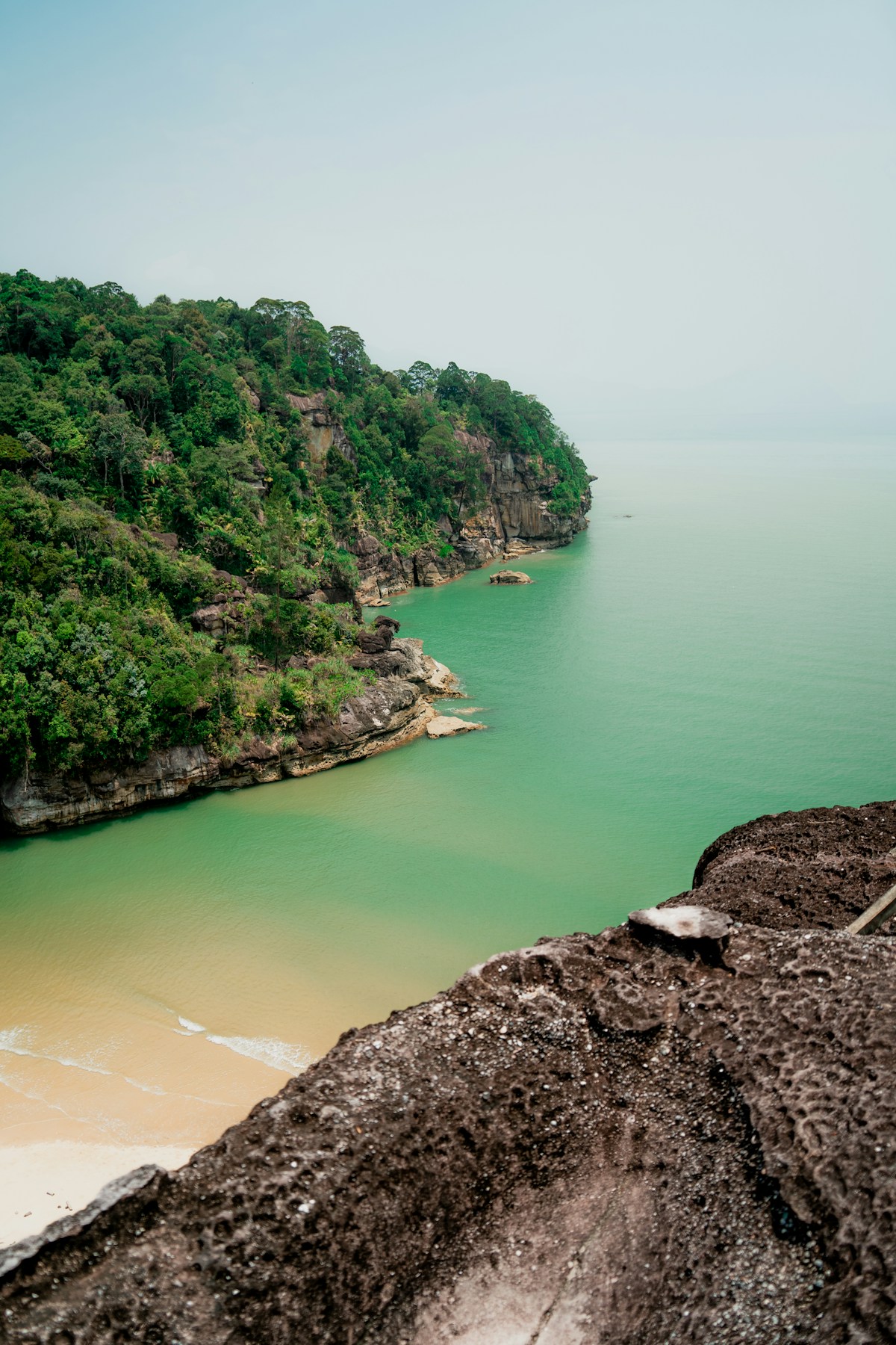 Calm water surrounded by dense rainforest, Bako National Park, Sarawak, Malaysia