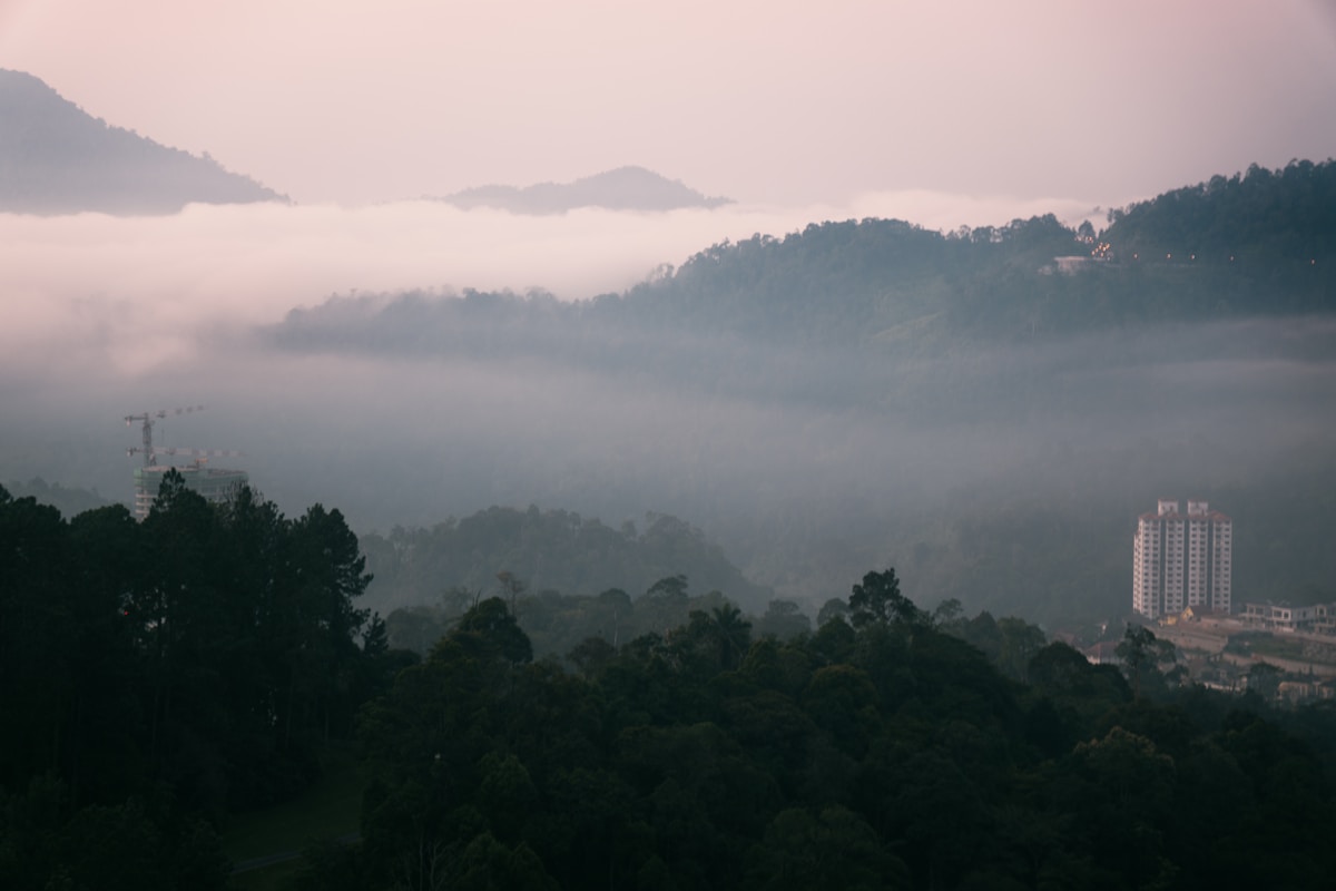 Genting Highlands resort complex on a mountain ridge above the clouds, Malaysia