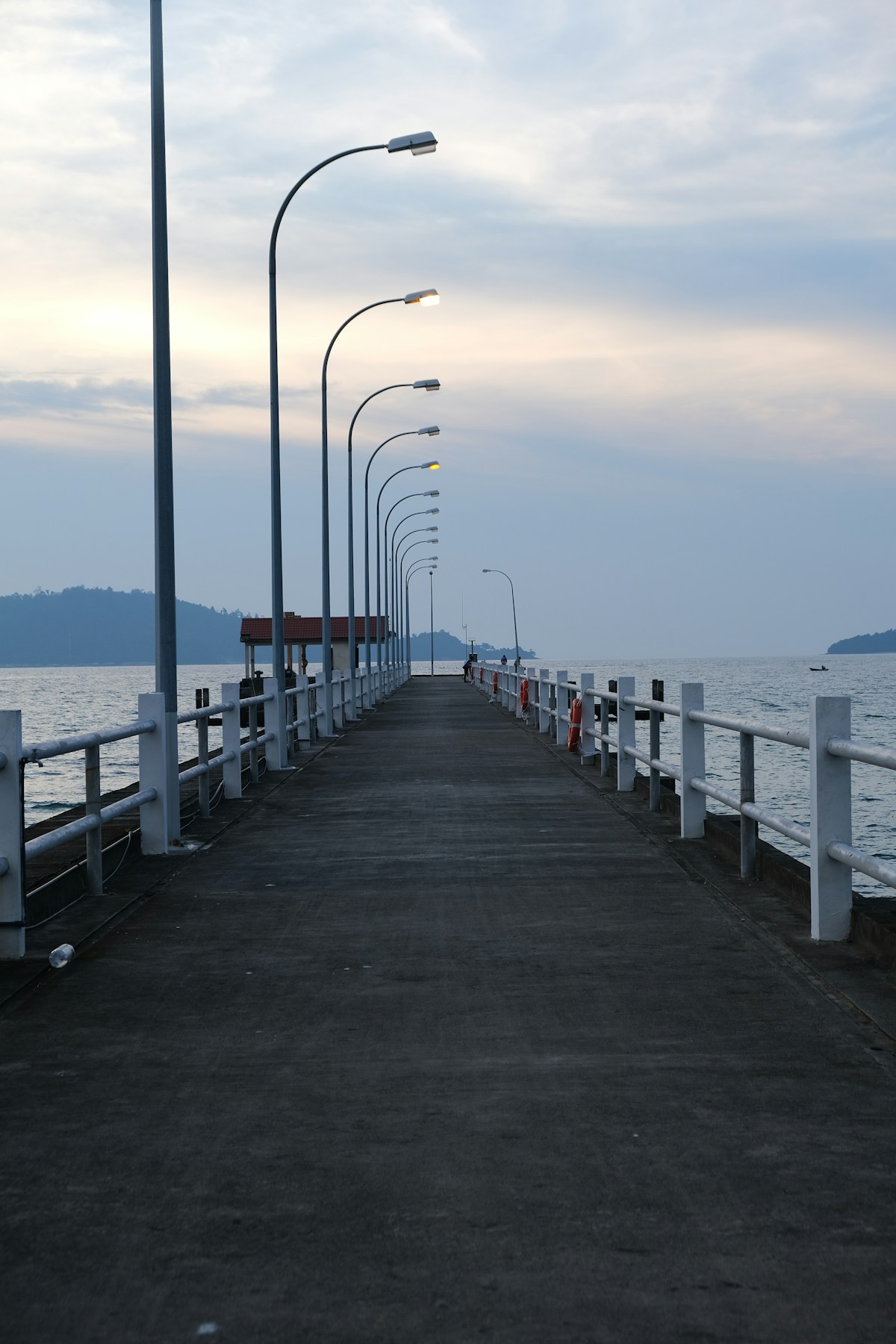 Long pier extending over the sea at Kota Kinabalu, Sabah, Malaysia