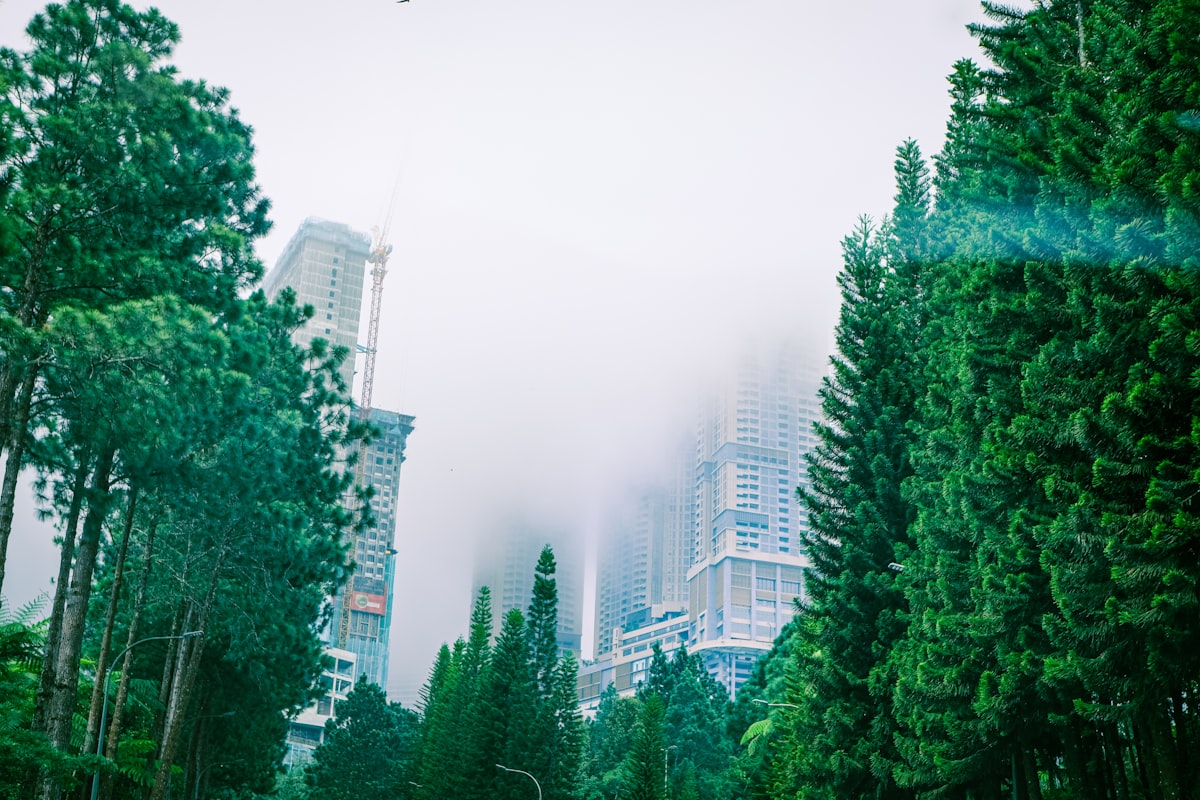 Resort towers rising above clouds in Genting Highlands, Malaysia