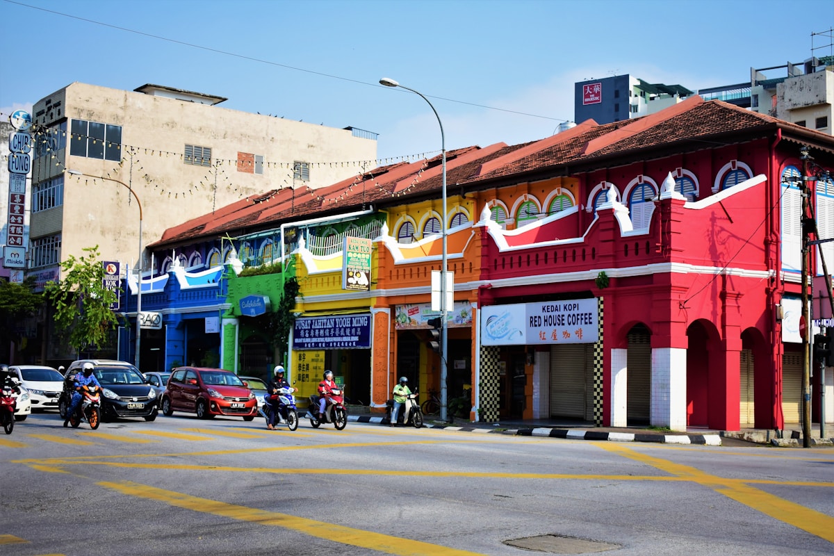 Cars in front of heritage building, Ipoh, Perak, Malaysia