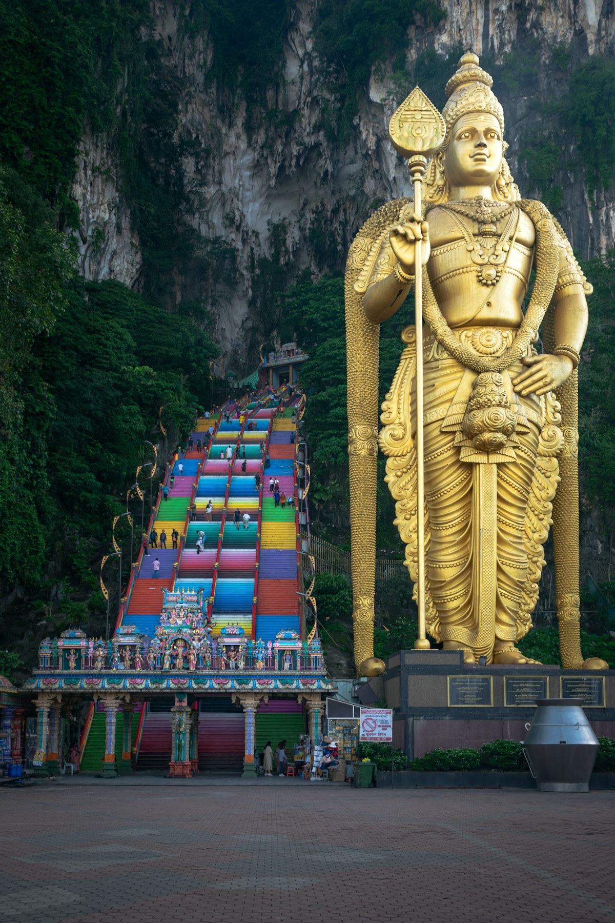 Colourful stairs of Batu Caves in the morning, Kuala Lumpur, Malaysia
