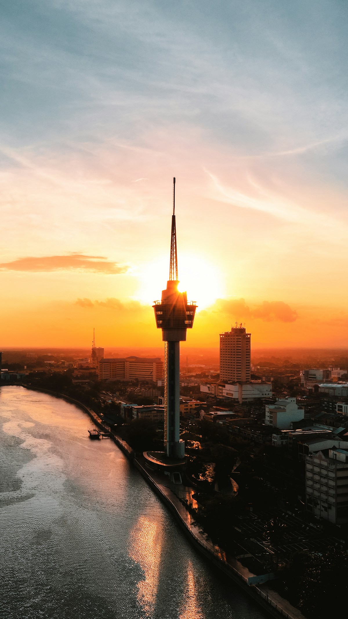 City skyline at sunset, Kuantan, Pahang, Malaysia