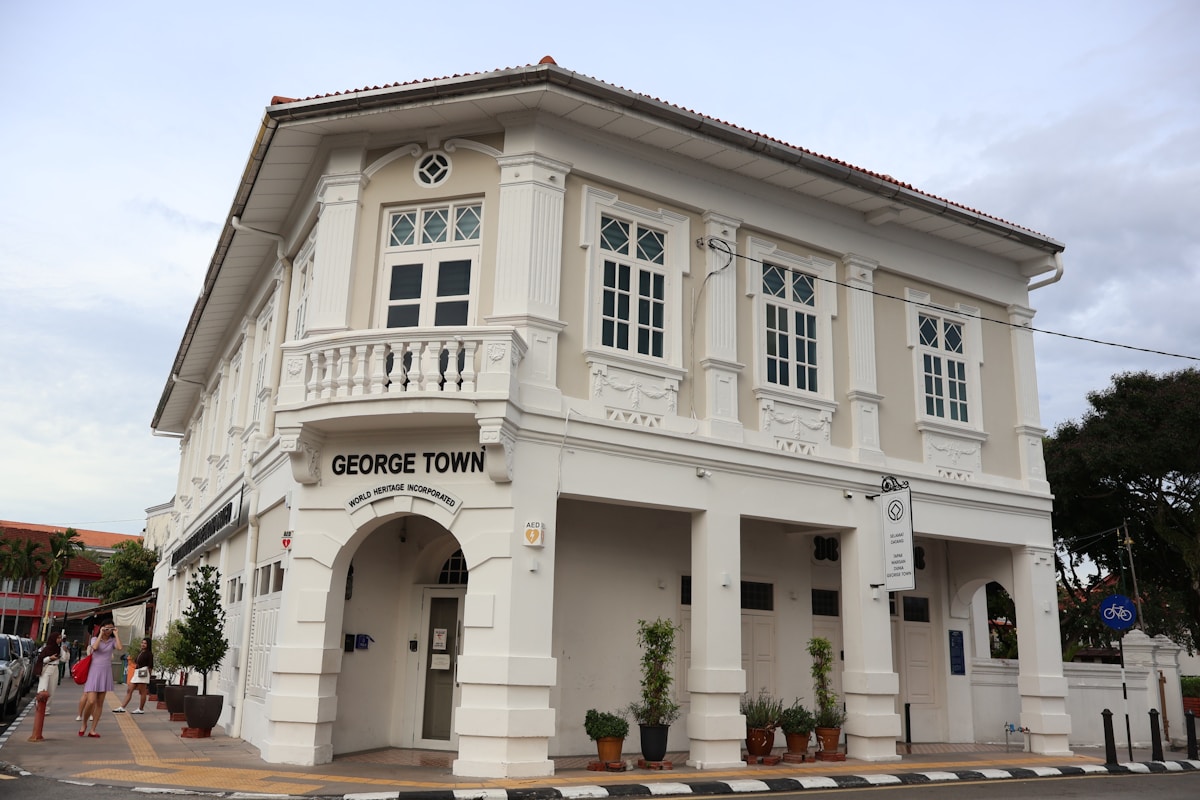 Historic ornate building in George Town heritage district, Georgetown, Penang, Malaysia