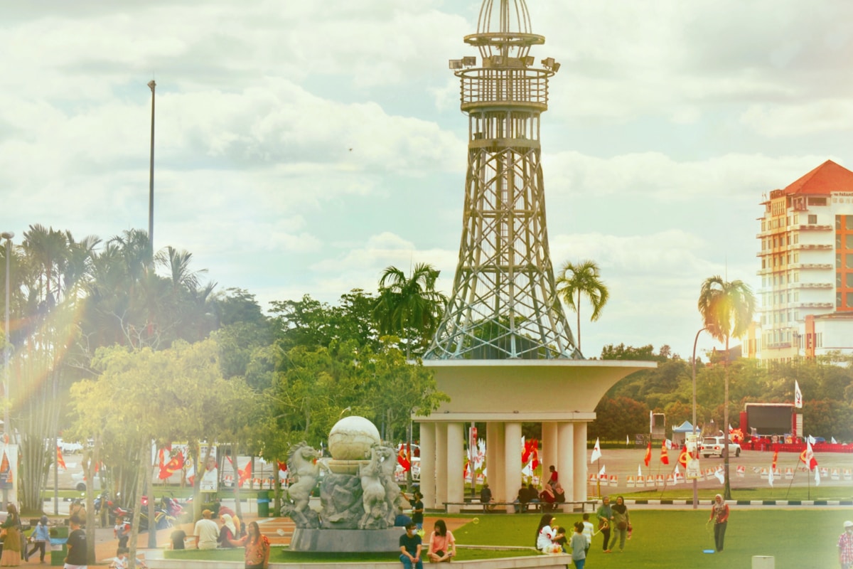 A large tower with people, Sibu, Sarawak, Malaysia
